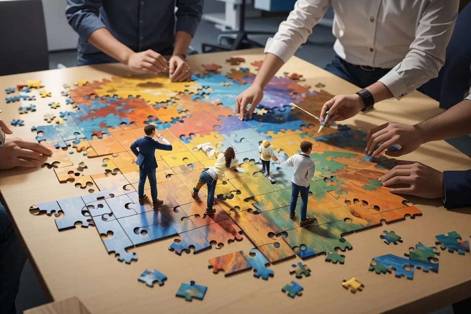 startup co-founders Solving Puzzle